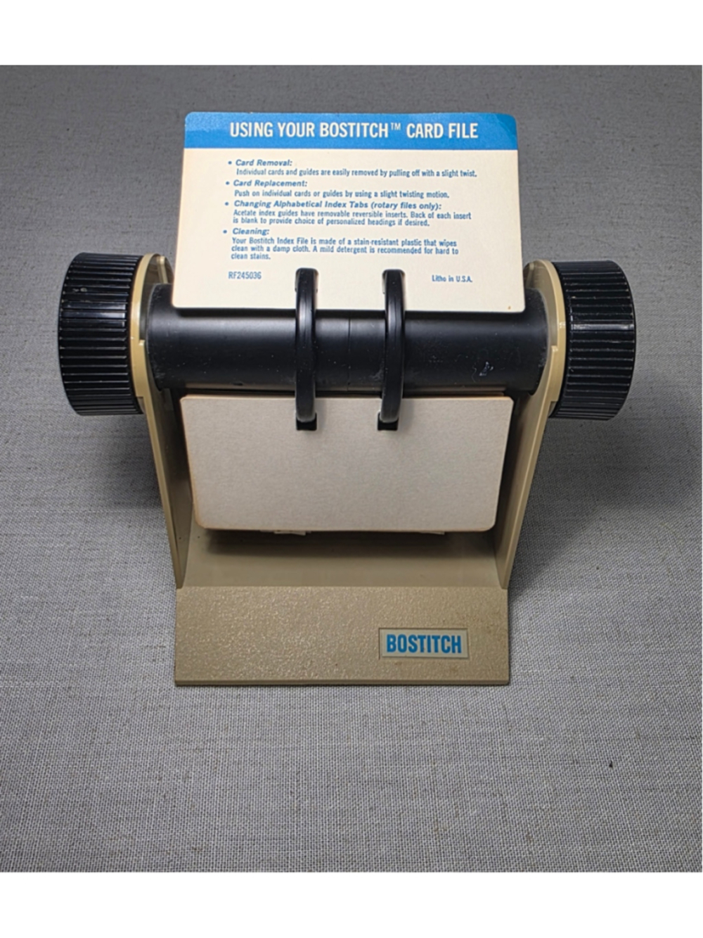 Bostitch RF245 Rotary Card File Rolodex Vintage USA Blank Desktop Organizer